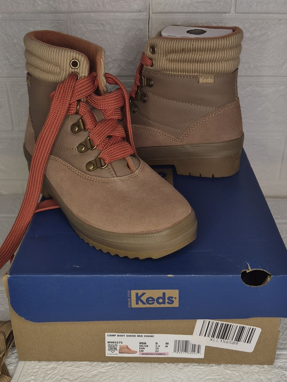 NWB Western Classic Keds Caramel Suede  Splash Twill Camp Boots Size 5 Gorpcore
